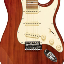 STAGG Electric Guitar Series 55 With Solid Paulownia Body Maple Neck Red Wood Grain Lightweight - view 3
