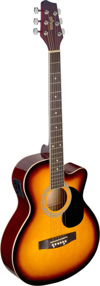 STAGG Sunburst auditorium cutaway acoustic-electric guitar with basswood  top Sunburst - 2kool4skool Musical Instruments