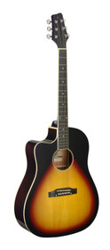 Cutaway acoustic-electric Slope Shoulder dreadnought guitar, sunburst, lefthanded model