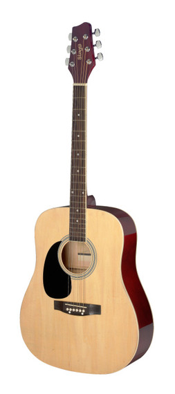 3/4 natural dreadnought acoustic guitar with basswood top, left-handed model