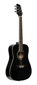 3/4 black dreadnought acoustic guitar with basswood top