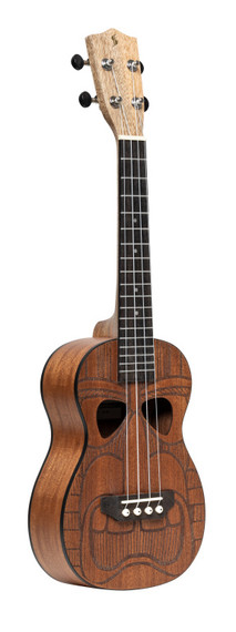 Tiki series concert ukulele with sapele top, Hewa finish, with black nylon gigbag