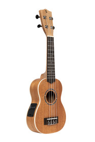 Acoustic-electric soprano ukulele with sapele top and gigbag