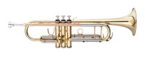 Bb trumpet, ML-bore, leadpipe in gold brass, with soft case