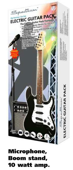 Spectrum AIL277G electric guitar and amplifier and Microphone set black