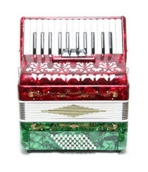 Rossetti Red White Green 48 Bass Piano Accordion Free Case