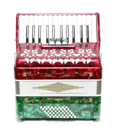 Rossetti Red White Green 48 Bass Piano Accordion Free Case