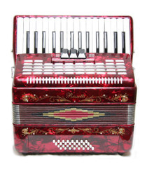 Rossetti Red 32 Bass Piano Accordion 3 Switch Free Case
