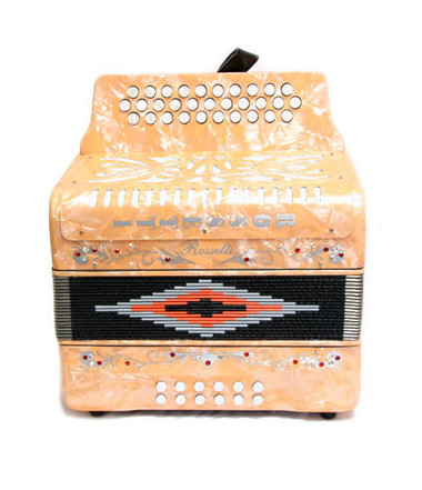 Orange Diatonic Button Accordion 3 ROW 12 bass 31treble