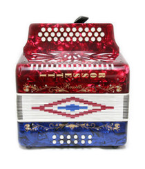 Diatonic Button Accordion 3 ROW Red-White-Blue USA FR