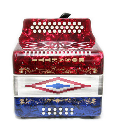 Rossetti Diatonic Button Accordion 3 ROW Red-White-Blue USA FR EAD MI