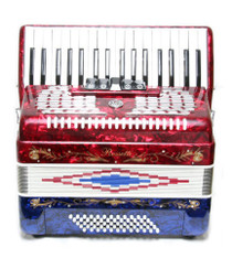 Rossetti Red White Blue 60 Bass 5 Switch Piano Accordion Free Case