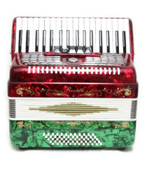 Rossetti Red White Green 60 Bass 5 Switch Piano Accordion Free Case