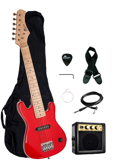 Red 30" Kid's Electric Guitar Pack INCLUDES: 3 Watt Amp, Gig Bag, Strap, Cable, Pick and Replacement String