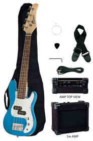 Blue Raptor EB38 Junios Electric Bass Set INCLUDES: 5 Watt Amp, Gig Bag, Strap, Cable and Pick