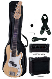 Natural Raptor EB38 Junios Electric Bass Set INCLUDES: 5 Watt Amp, Gig Bag, Strap, Cable and Pick