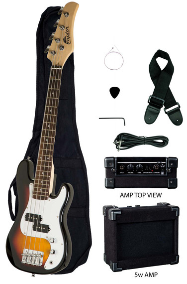 Sunburst Raptor EB38 Junios Electric Bass Set INCLUDES: 5 Watt Amp, Gig Bag, Strap, Cable and Pick
