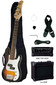 Sunburst Raptor EB38 Junios Electric Bass Set INCLUDES: 5 Watt Amp, Gig Bag, Strap, Cable and Pick