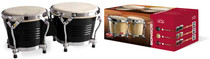 STAGG Black Finish 7.5" & 6.5" Latin Wood Bongos with Chromed Steel Rims