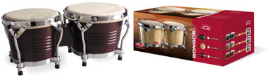 STAGG Wild Cherry Finish 7.5" & 6.5" Latin Wood Bongos With Steel Rims