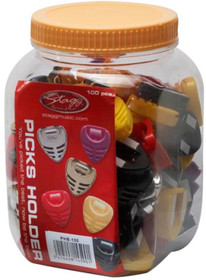 Box of 100 pick holders, various colours