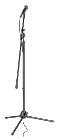 Performer set with cardioid dynamic microphone, boom stand, XLR/XLR cable, rubber clamp and bag