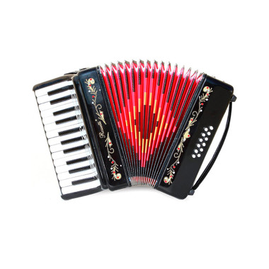 Rossetti 2512-BK piano accordion in gloss black seen from the front