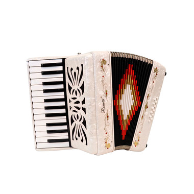 Rossetti 2512-WH piano accordion in pearl white finish front hero view