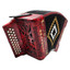 Rossetti 3112 red button accordion angled view showing treble buttons and grille