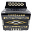 Rossetti 3112-GCF-BK accordion from the bass side with 12 bass buttons and hand strap
