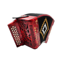 Rossetti 3112 red diatonic button accordion front view with custom grille