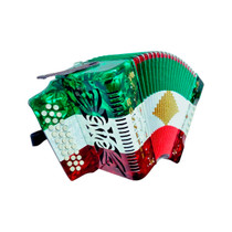 Rossetti 3112-GCF-RWG diatonic button accordion in red white and green front view