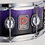 Angled full view of the Premier Genista snare drum with steel hoops and sparkle wrap