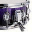 Close-up of the Premier Genista snare drum shell and Purple Fade Sparkle finish