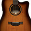 Close-up of the Crafter ABLE D600CE VTG soundhole with wood Crafter inlay rosette