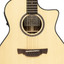 Close-up of the solid Engelmann spruce top and wood rosette on the Crafter ABLE G600CE N