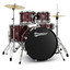 Premier PR22-5DKRSW Revolution Series five-piece drum kit in Red Sparkle with cymbals and hardware set up