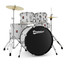 Premier Revolution Series 22 inch five-piece drum kit in white with cymbals and hardware set up front view
