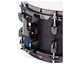 Premier Artist birch snare drum in Stealth Black viewed from above showing the batter head and hoop