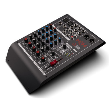 HH Audio Q6FX 6-channel mixing console front hero view showing full control surface