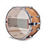 Full view of the Premier Artist snare drum showing the ash veneer shell and chrome hardware