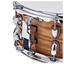 Close-up detail of the Premier Artist snare drum's ash veneer shell finish