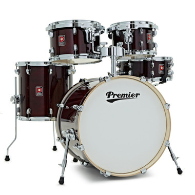 Premier PAB20-5SPCRL Artist Series five-piece drum kit in Cherry Red front view