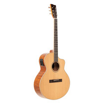 Stagg SA45 OCE-FM orchestra cutaway acoustic-electric guitar in natural finish front view