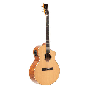 Stagg SA45 OCE-FM orchestra cutaway acoustic-electric guitar in natural finish front view
