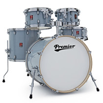 Premier PAB22-5SP1SGL Artist Series five-piece birch shell pack in Steel Gray full kit view