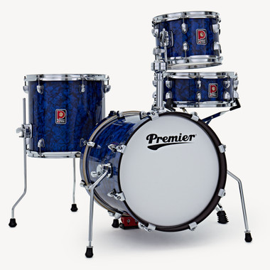 Premier Artist Heritage four-piece birch shell pack in Blue Pearl viewed from the front