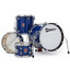 Rear view of the Premier Artist Heritage Blue Pearl kit showing folding bass drum spurs
