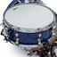 Detail of the wooden bass drum hoop on the Premier Artist Heritage Blue Pearl kit