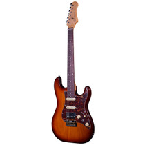 Crafter CREMA S RW TS solid body electric guitar in tobacco sunburst with tortoise pickguard, front view